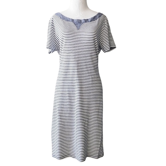 Karen Scott Navy and White Striped Dress - Picture 1 of 4